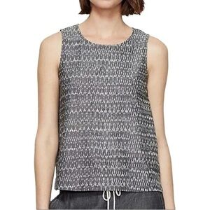 Eileen Fisher Organic Cotton Grey Ikat Printed Tank Top